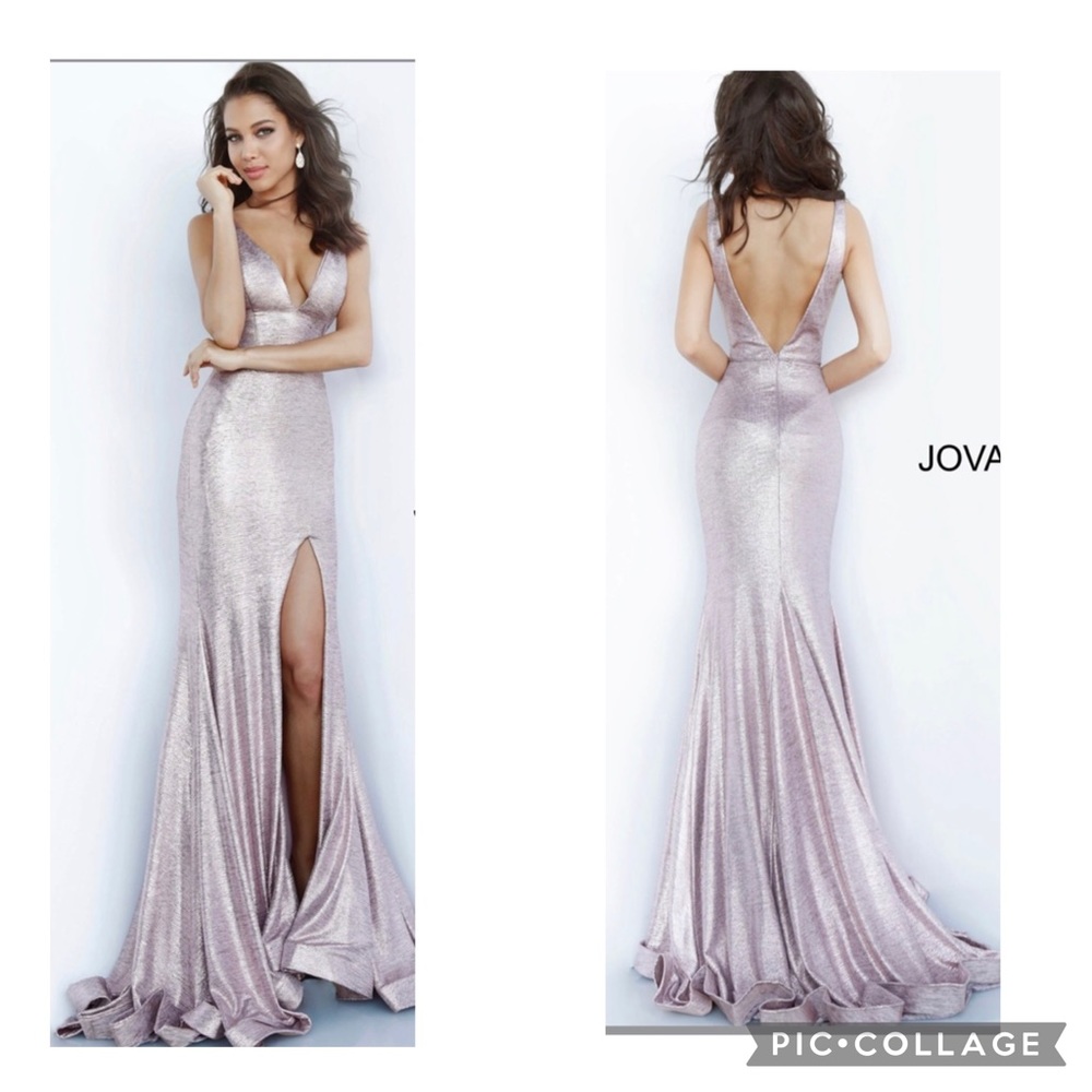 NWT Jovani metallic rose pink size 4